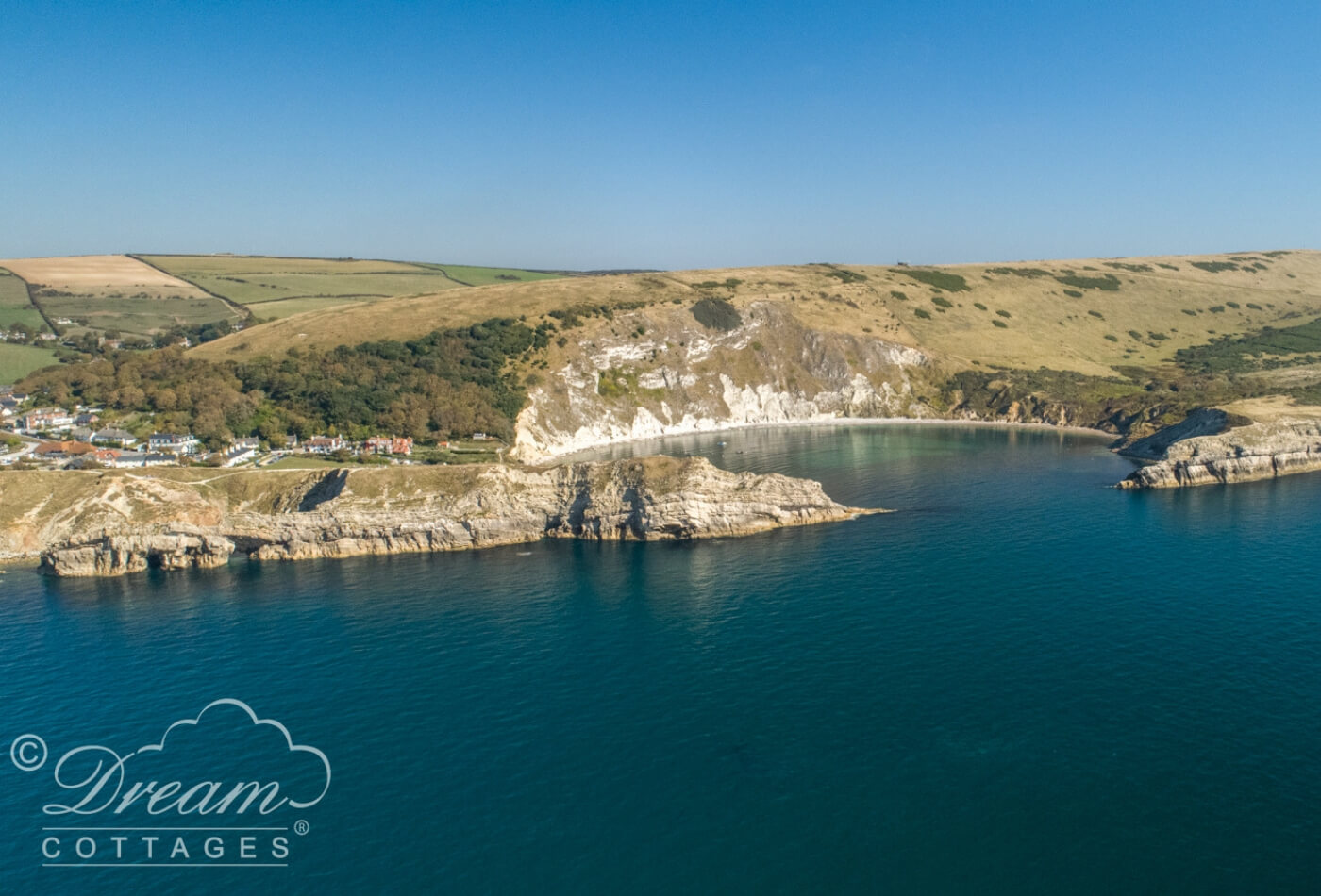 Romantic places in Dorset Lulworth Cove - photo taken with a drone