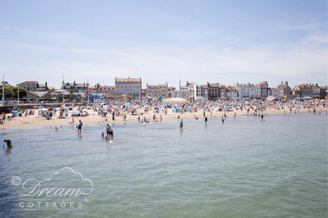 People on Weymouth Beach, Dorset