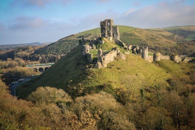 Corfe Castle, situated in Purbeck, Dorset