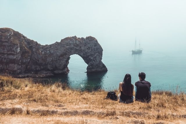 Durdle door from Lulworth cove