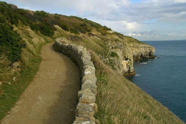 Coastal path leading along the edge of Durlston Country Park