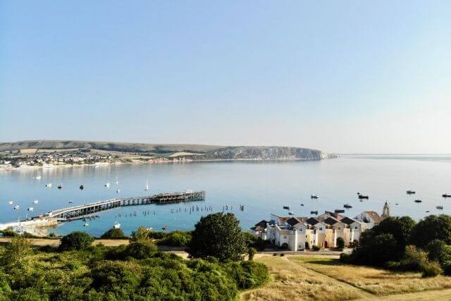 View of swanage houses and swanage bay