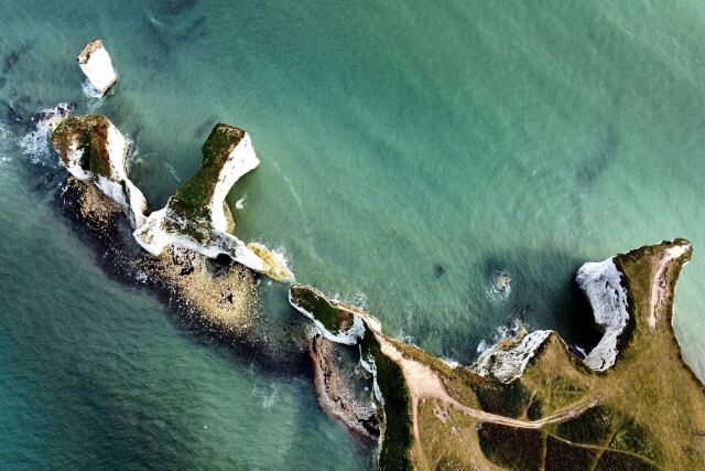 Aerial view of Old Harry Rocks