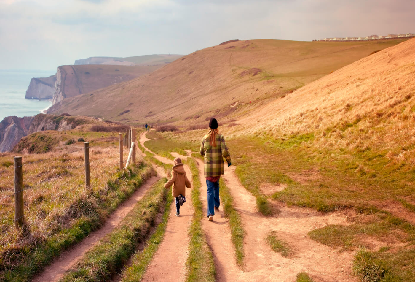 Mother and son on Dorset walk