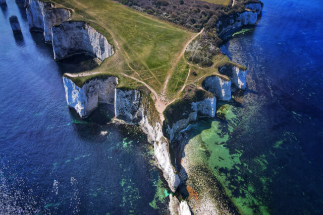 Aerial view of Old Harry Rocks 