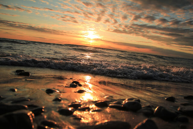 Sunset on Portland beach